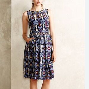 Elegant Blue Patterned Dress